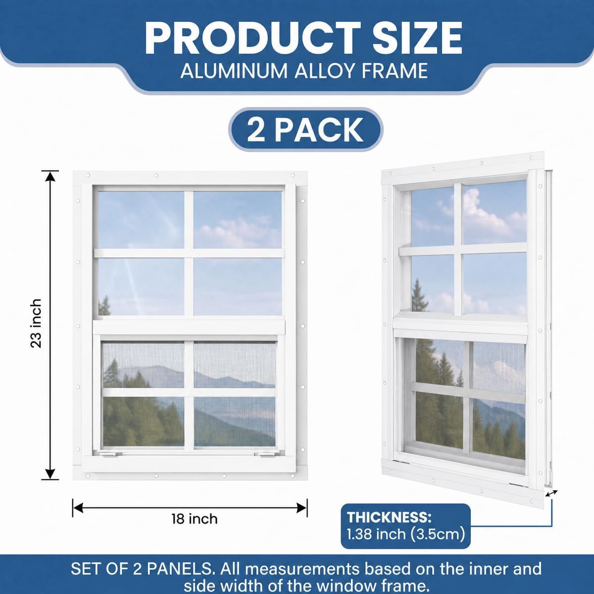 Thumbnail 6 de Byijpzi TDSW Shed Windows, 2-Pack, 18" x 23", White Aluminum Frame