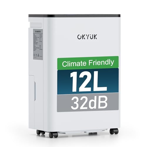 Thumbnail 1 de OKYUK Deshumidificador de 12L con indicador digital de humedad (hasta 40 m²), apagado automático