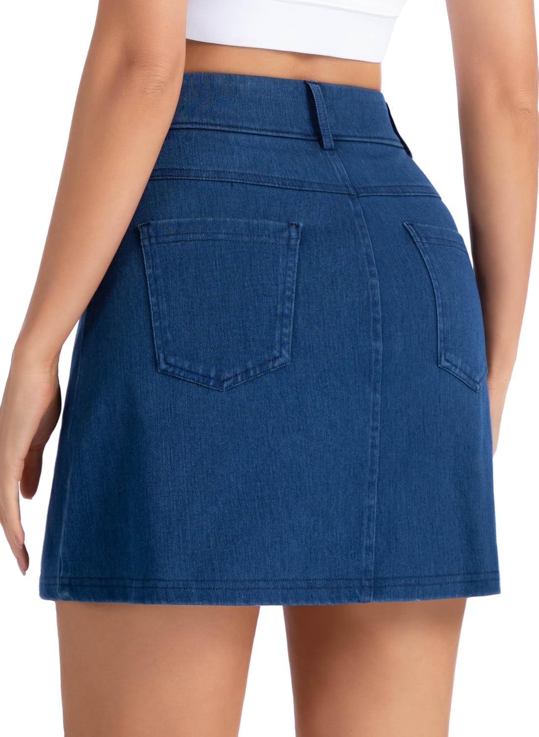 Detalle de THE GYM PEOPLE Women's Stretch Denim Mini Skort with 4 Pockets