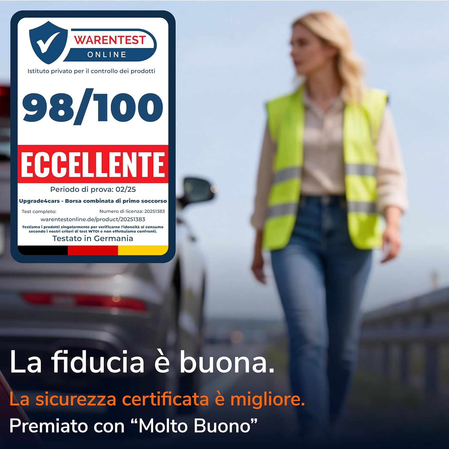 Detalle de Upgrade4cars Giubbotto Catarifrangente Omologato EN ISO 20471 – Set da 2, Giallo Neon, Taglia Universale