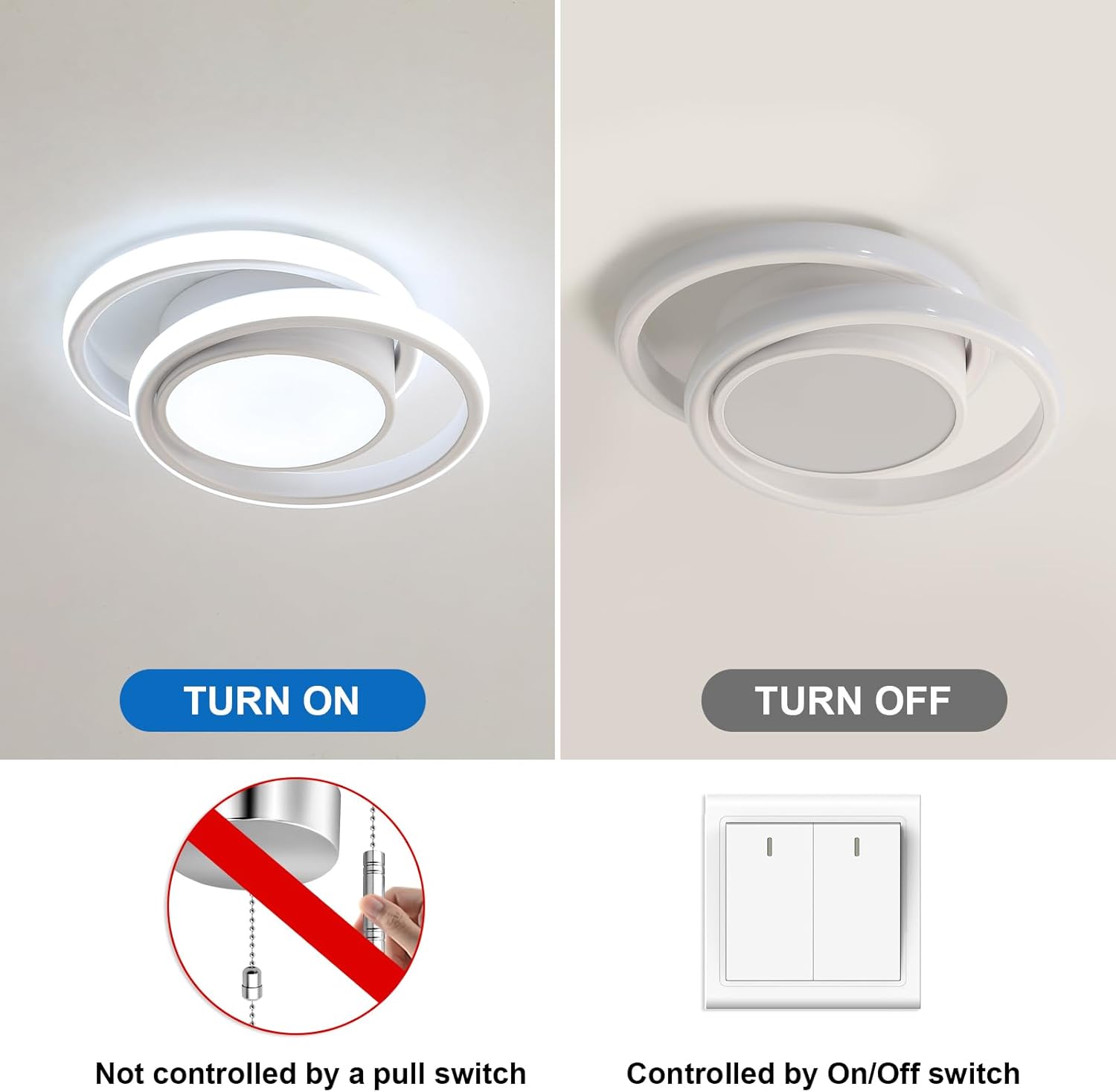 Detalle de Dorlink Dual-Round 32W LED Ceiling Light (2880LM, 6500K) for Hallway & Bedroom