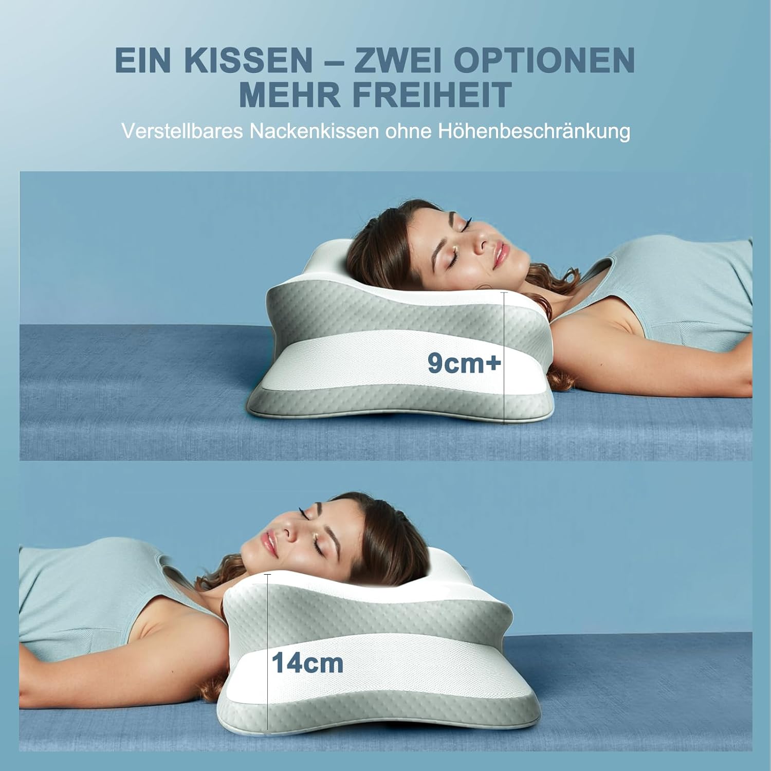 Thumbnail 4 de Pliera Nackenkissen Kopfkissen – Memory Foam, ergonomisch, für Seiten-, Rücken- und Bauchschläfer (1er Pack)