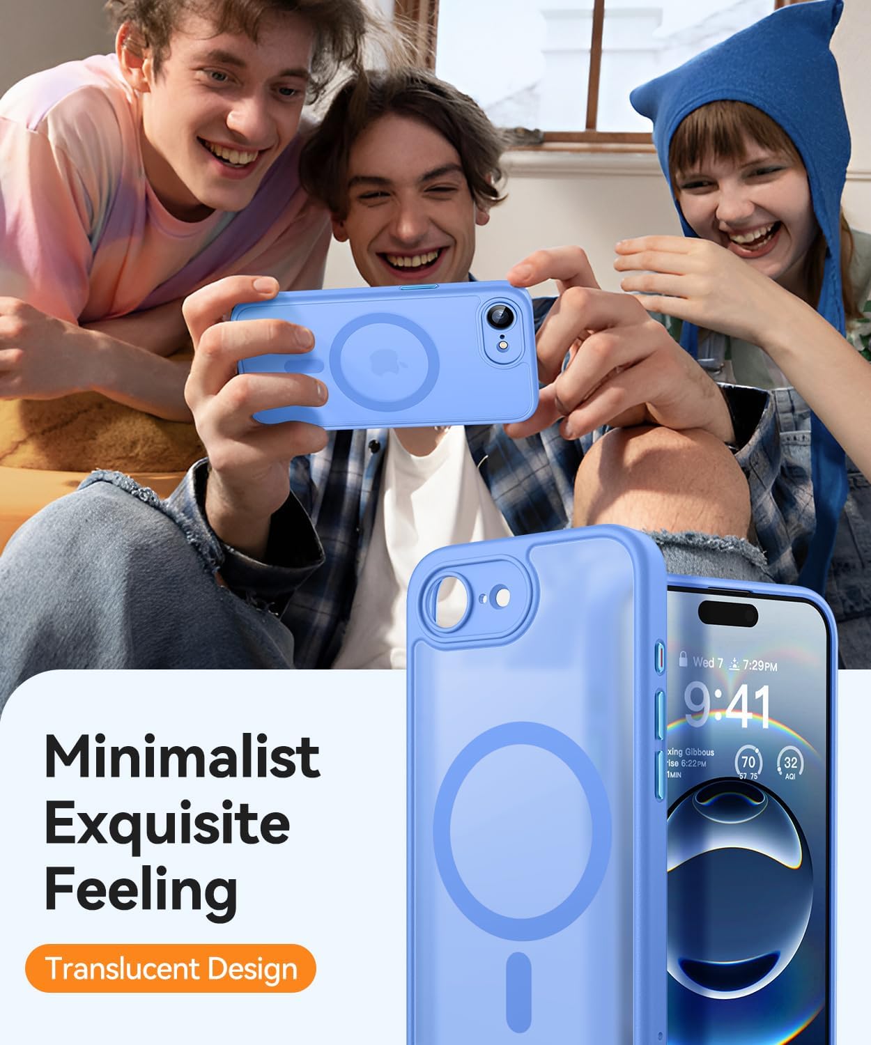 Thumbnail 6 de CANSHN iPhone 16e Case with MagSafe, Translucent Light Blue