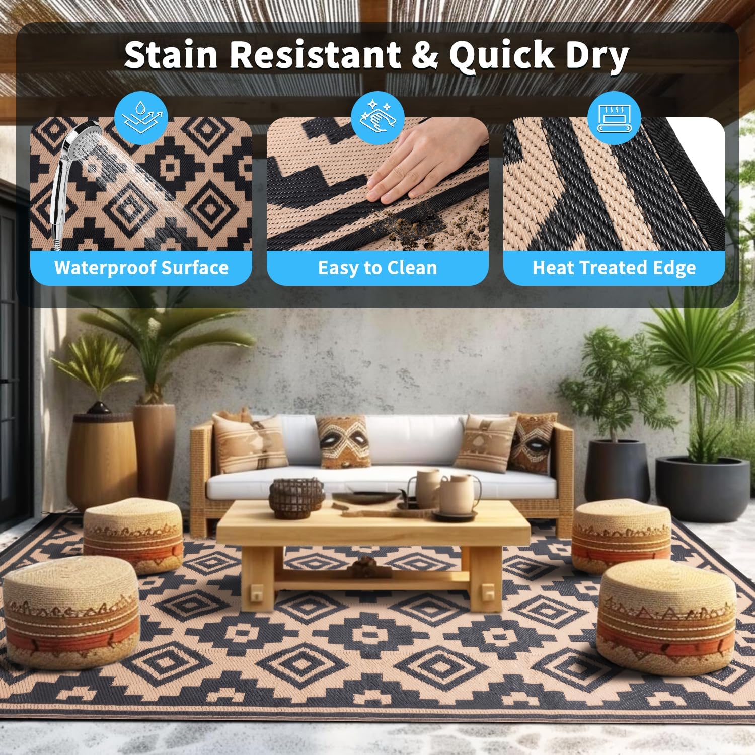 Detalle 2 de Shilucheng Outdoor Rug 8x10 ft