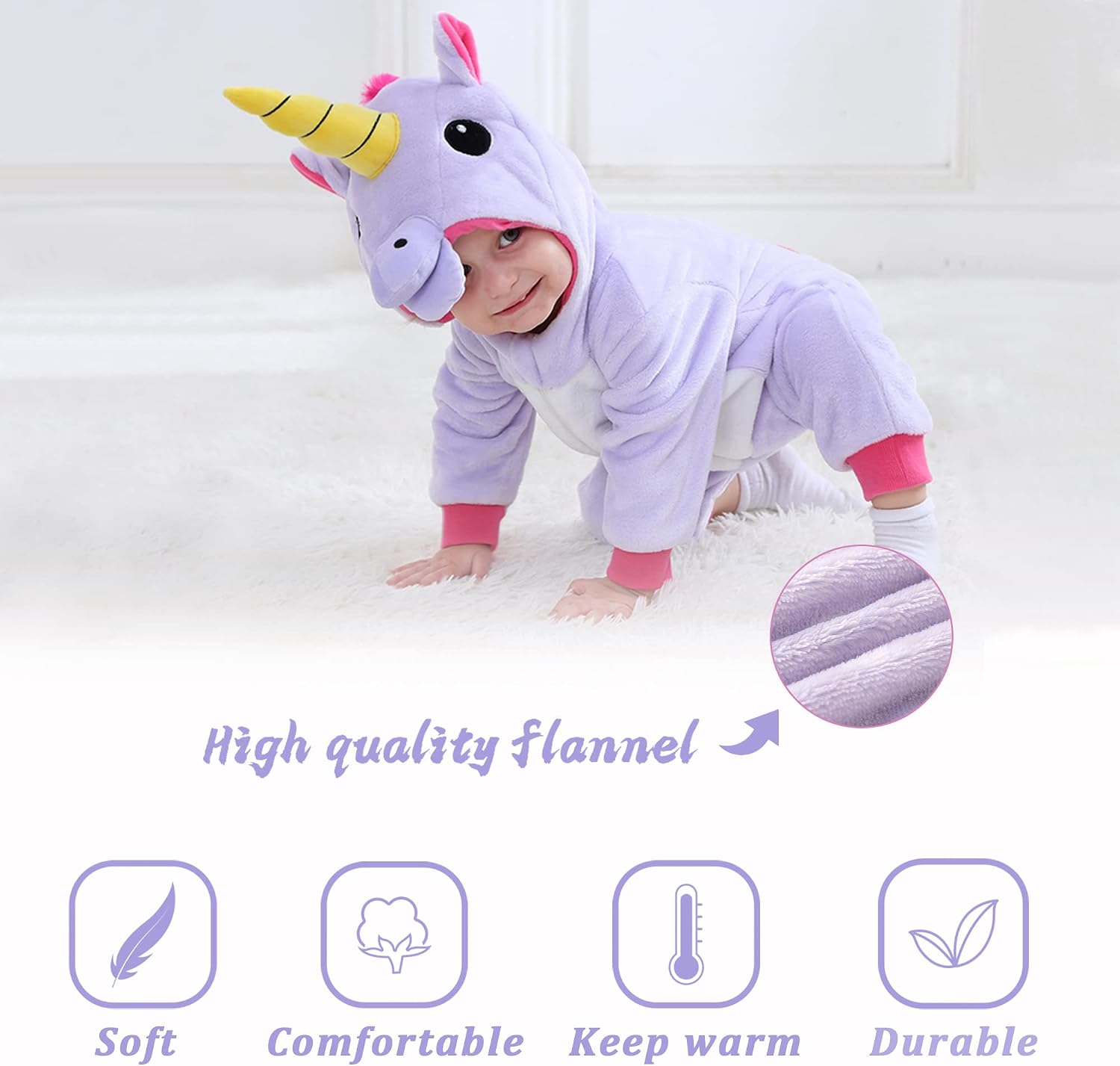 Detalle de TONWHAR Baby Animal Romper, Plush Fleece
