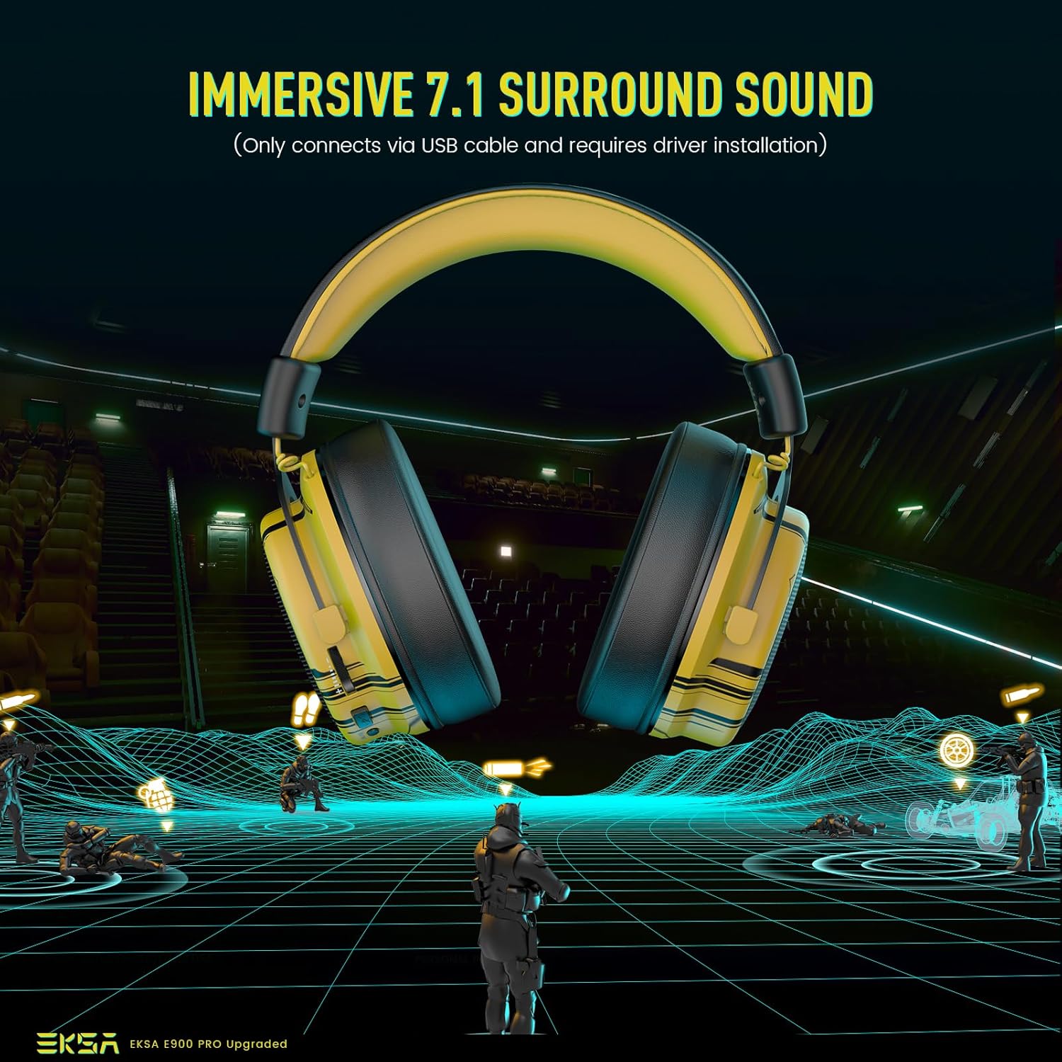Thumbnail 1 de EKSA USB Gaming Headset for PC with Detachable Mic and 7.1 Surround Sound