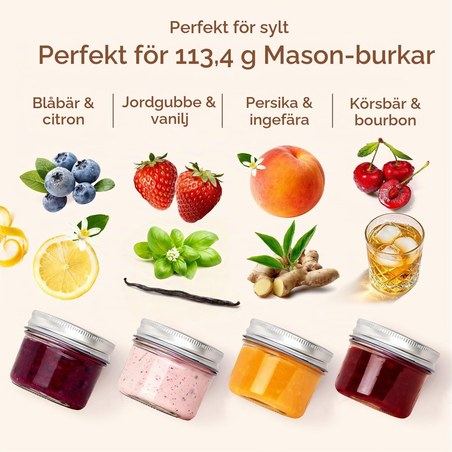 Detalle 1 de ComSaf glasburkar 120 ml med tvådelade skruvlock, 16-pack