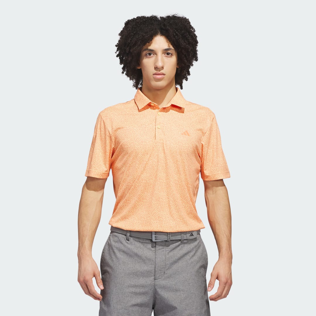 Detalle de Adidas ULTIMATE365 Feather Print Polo Shirt – Naranja