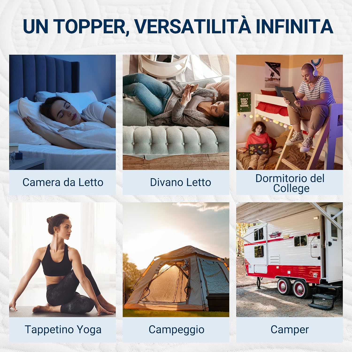 Detalle de Avenco Topper Materasso 140x190 7.5 cm — Sovramaterasso in Schiuma Comfort e Coprimaterasso Lavabile
