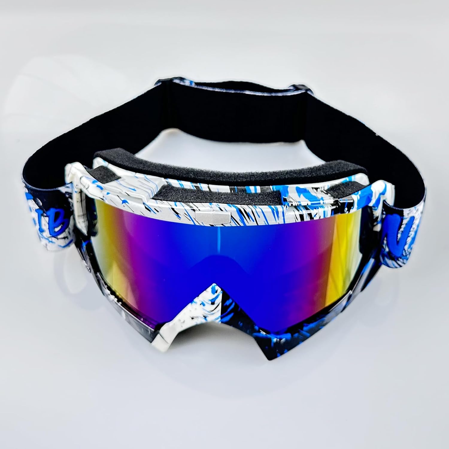 Detalle de 4-FQ Motocross Brille – Graffiti Blau, Anti-Fog, UV-Schutz, verstellbarer Gurt