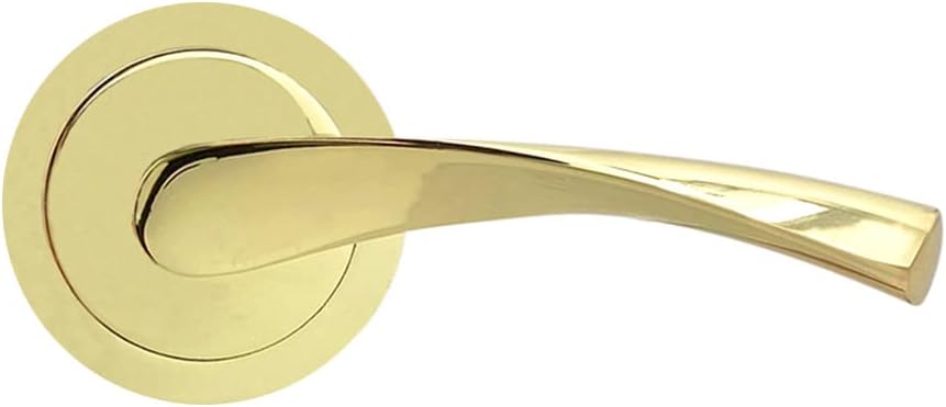 Jeu de poignée avec rosace large Micel 07081 en aluminium finition laiton, couleur or brillant