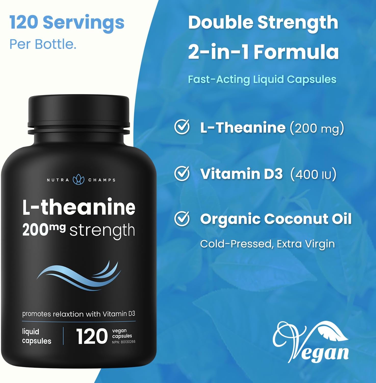 Thumbnail 4 de NutraChamps L Theanine Supplement, 120 Vegan Capsules, 2-Pack