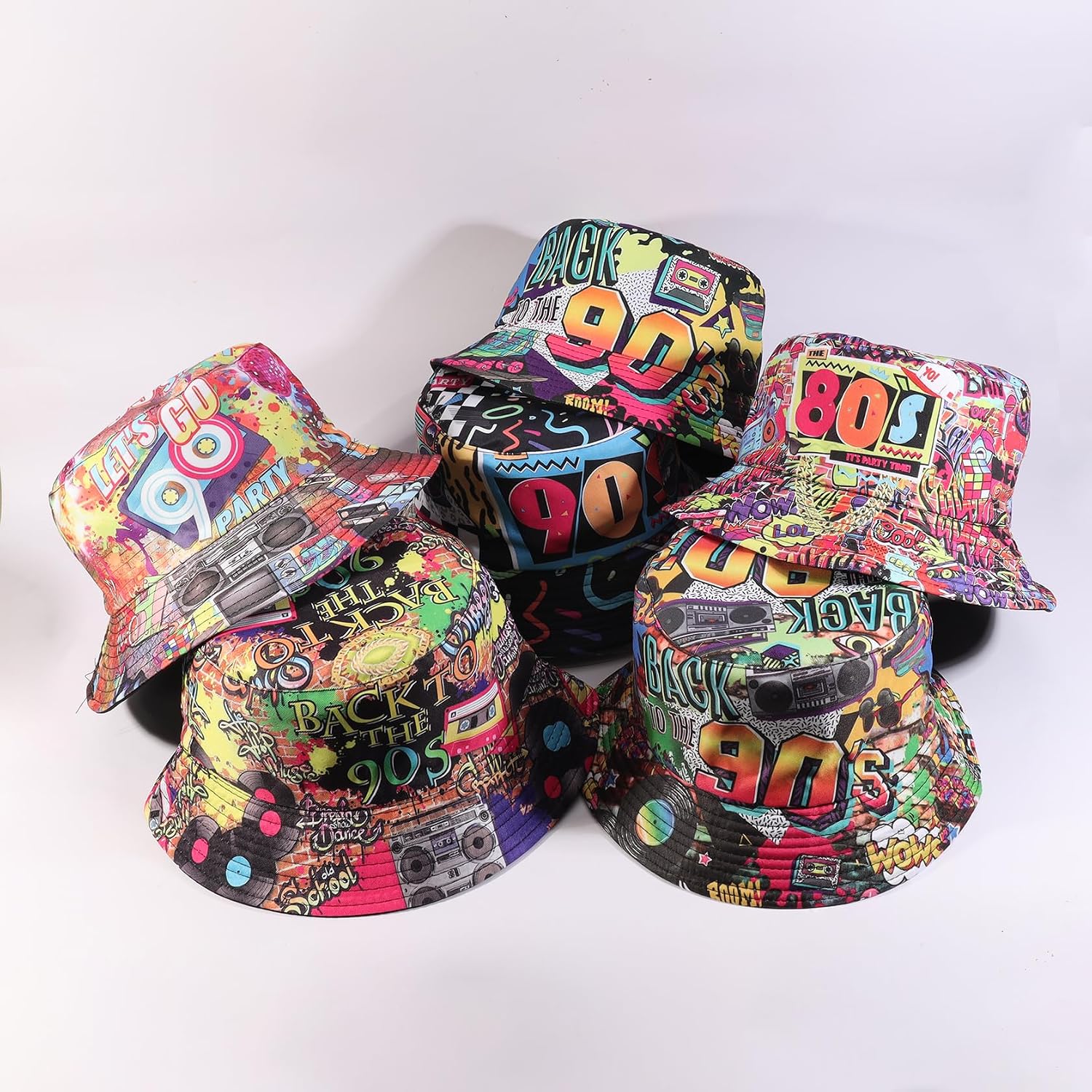 Detalle de MILAKOO Fischerhut Bucket Hat Retro 80er/90er Stil – Reversibel, Unisex, Polyester