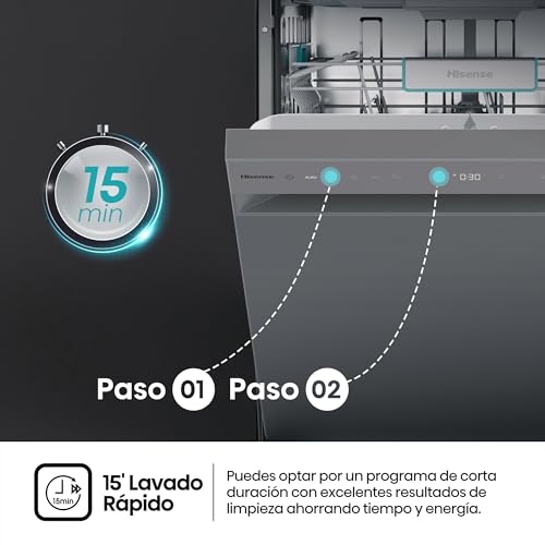 Thumbnail 8 de Hisense HS673A90X: Lavavajillas de 60 cm con conectividad WiFi, 16 servicios y tercera bandeja