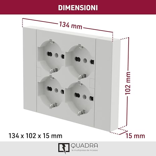 Detalle de Electraline 22105 Multipresa da incasso Quadra 4 Posti Universali P40
