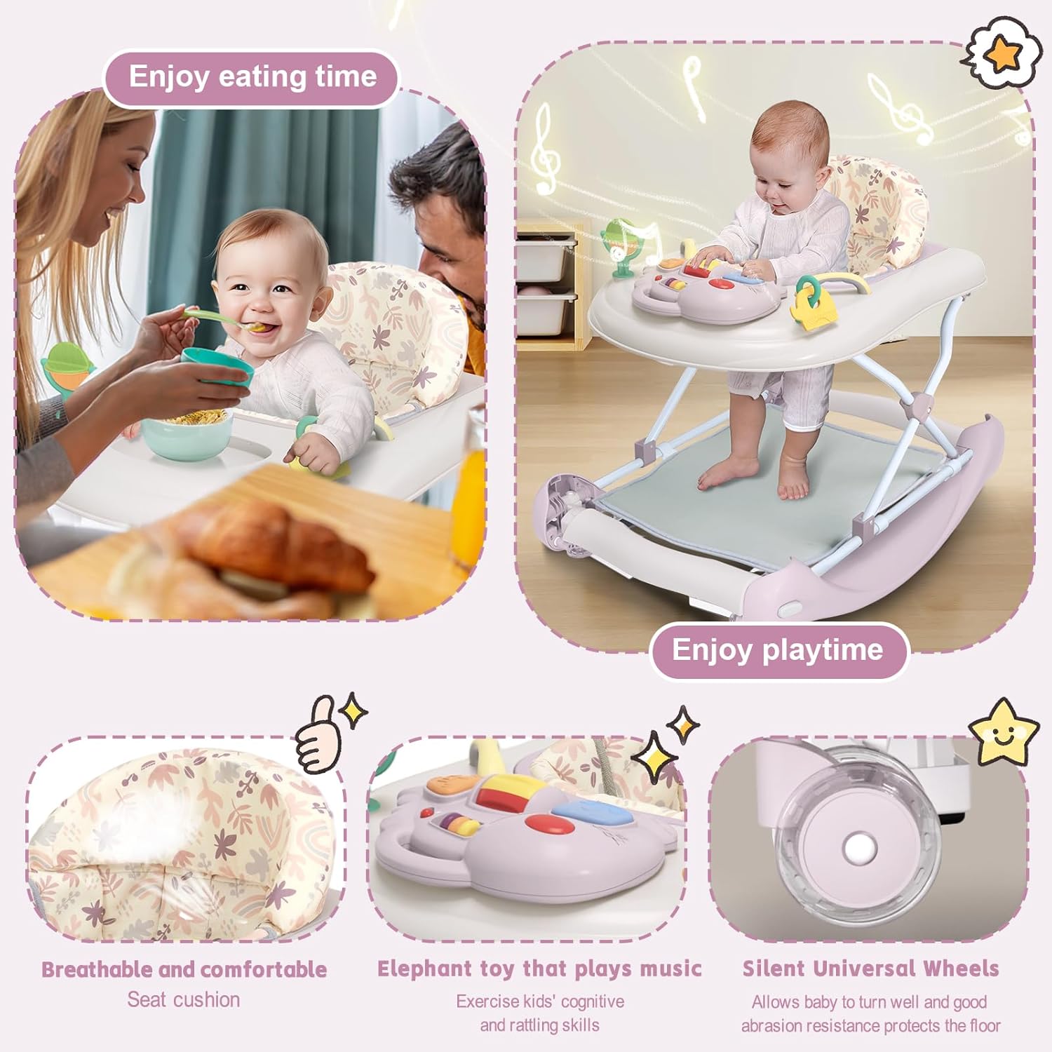 Thumbnail 2 de 5-in-1 Foldable Baby Walker for 6-18 Months