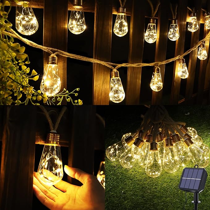 Detalle de Geemoo Guirnalda de Luces Solares Exterior 16 Bombillas