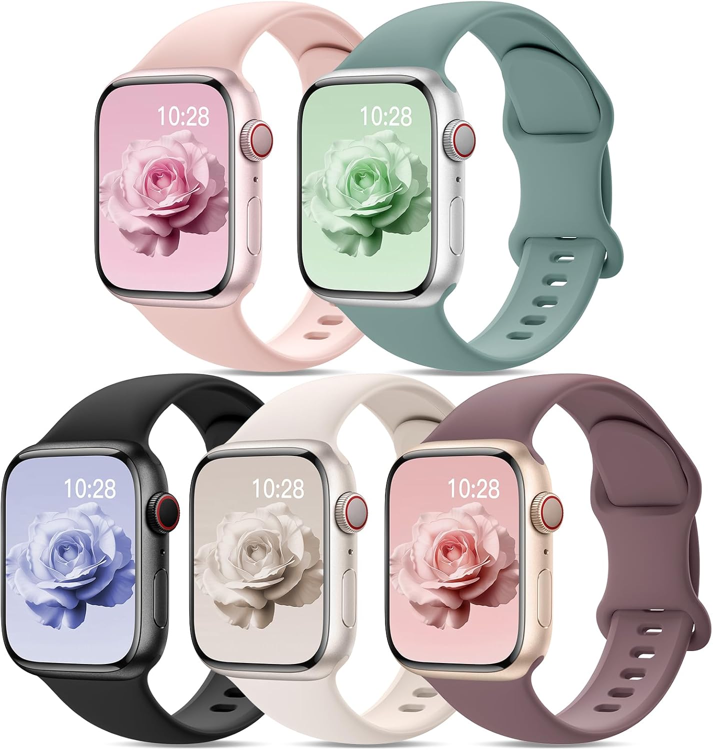Detalle de Yoohoo Silicone Watch Straps 5 Pack for Apple Watch 38–49mm