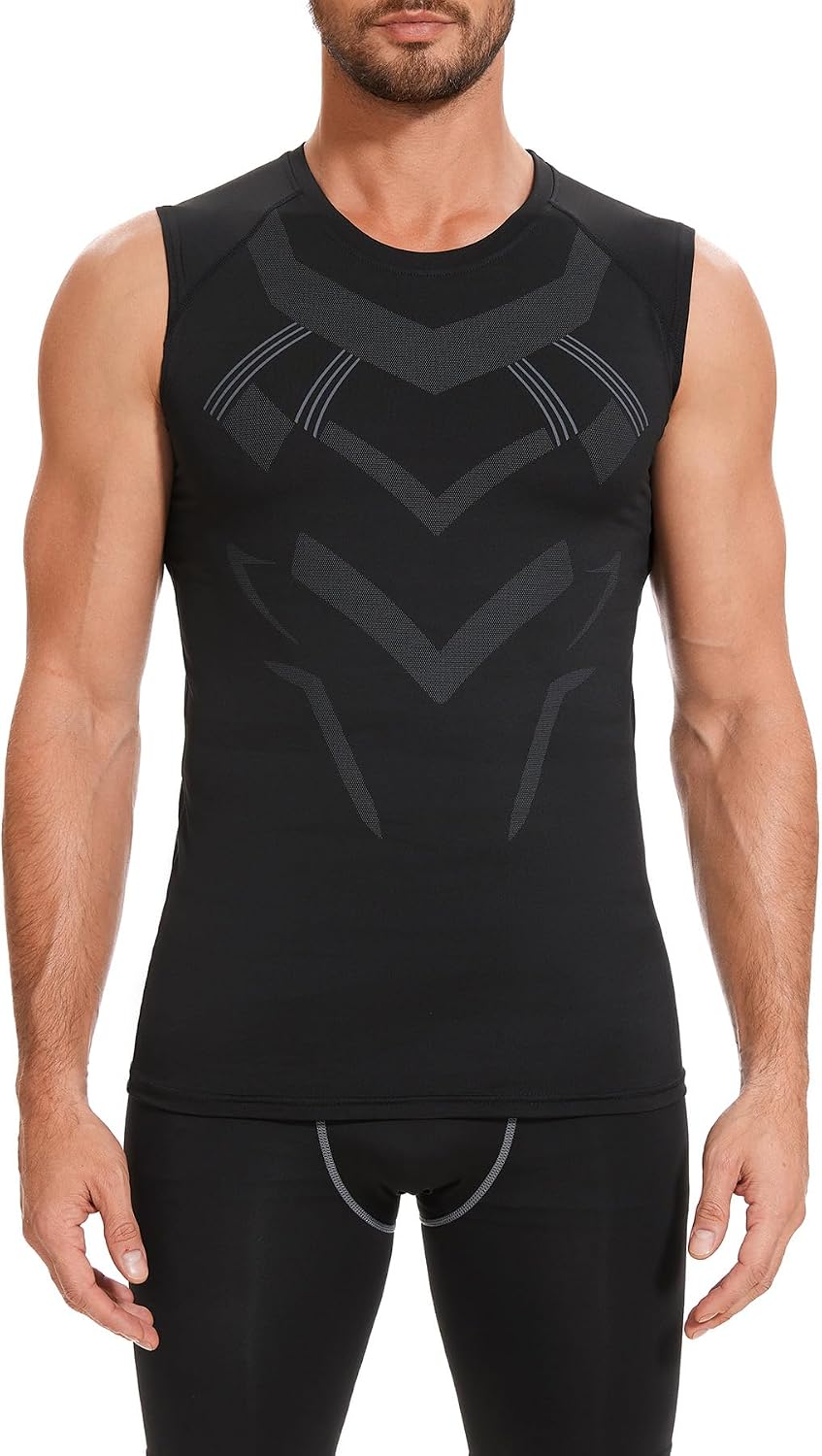 Detalle 2 de AMZSPORT canotta compressiva da uomo a asciugatura rapida (base layer, senza maniche)