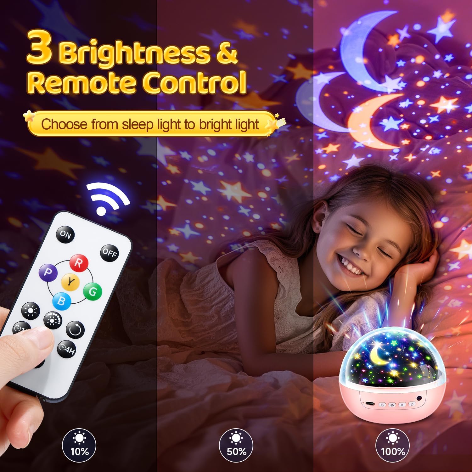 Detalle de PIKOY WH-E26 Kids Projector Night Light, 3 Films, 93 Colours
