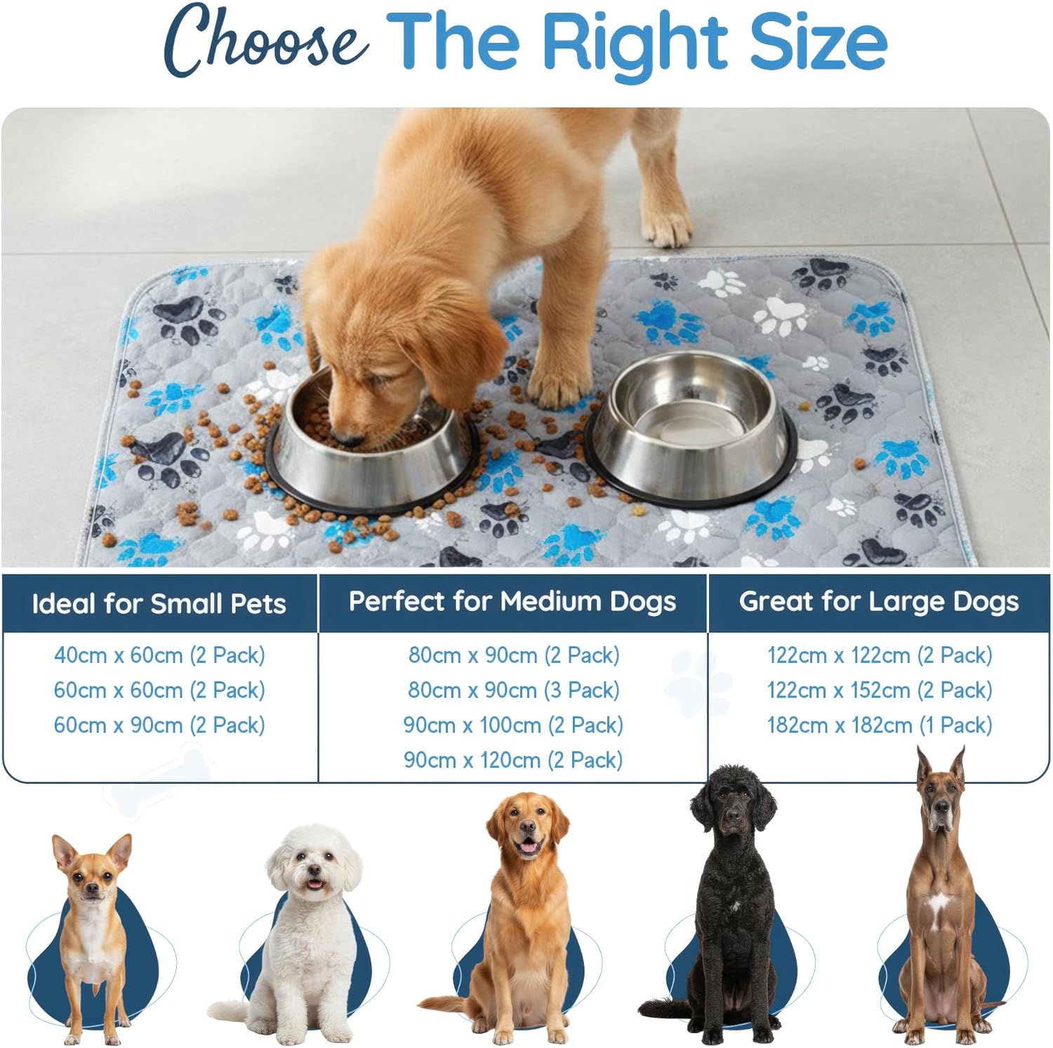 Detalle de MAGNUS CREATIONS 5-Layer Washable Puppy Training Pads – Reusable 60×90 cm (2-Pack) for Medium & Large Dogs