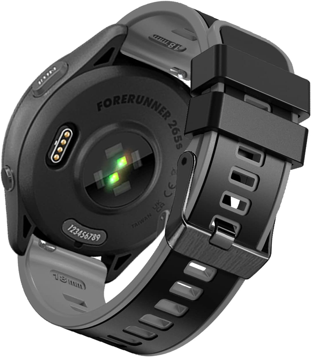 SumRioo Silikon-Armband 18 mm für Garmin Venu 4s/Venu 3s & weitere (Schwarz/Grau)