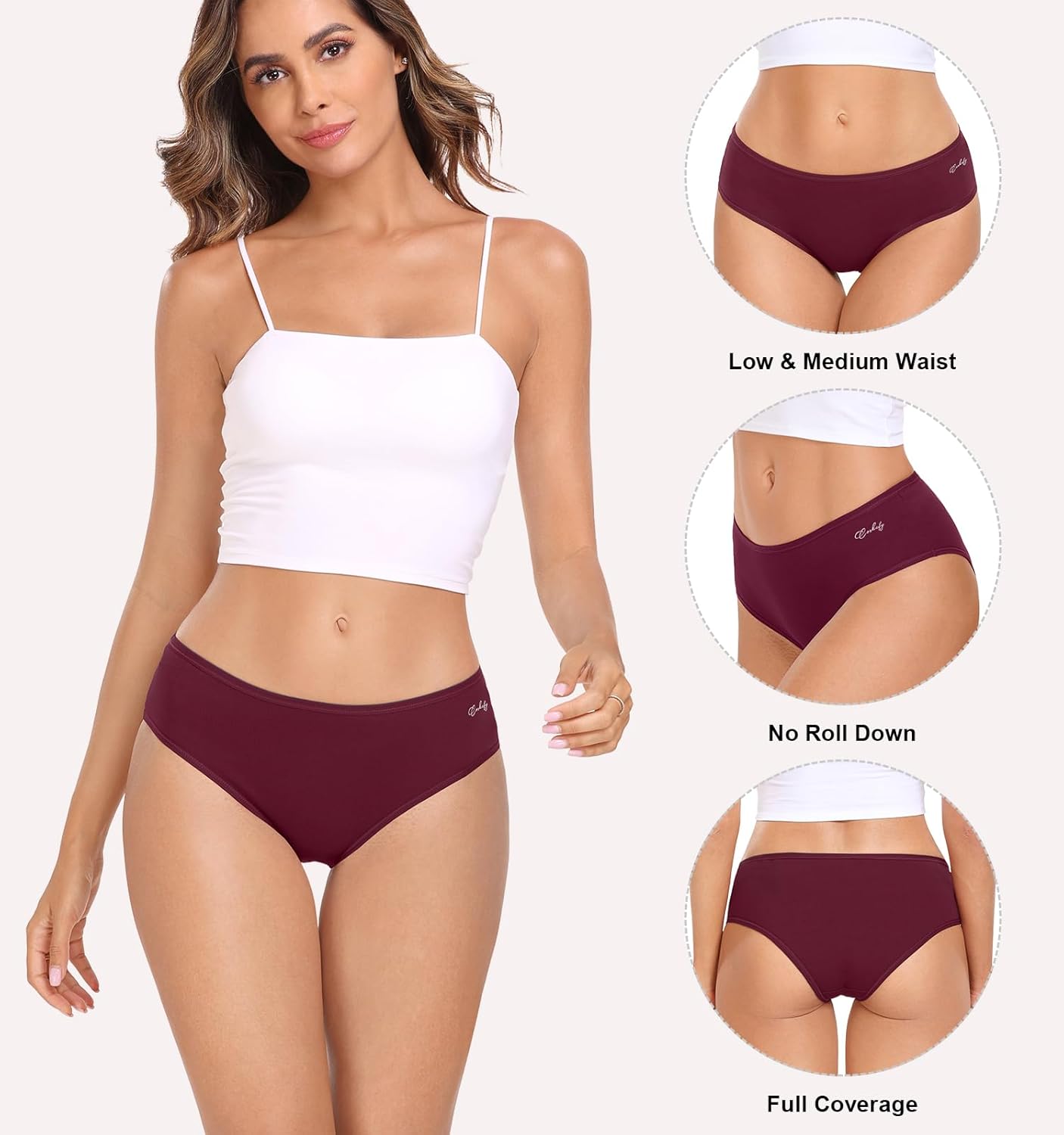 Detalle de Coskefy Underwear Women: 6-Pack Cotton Knickers for Everyday Comfort