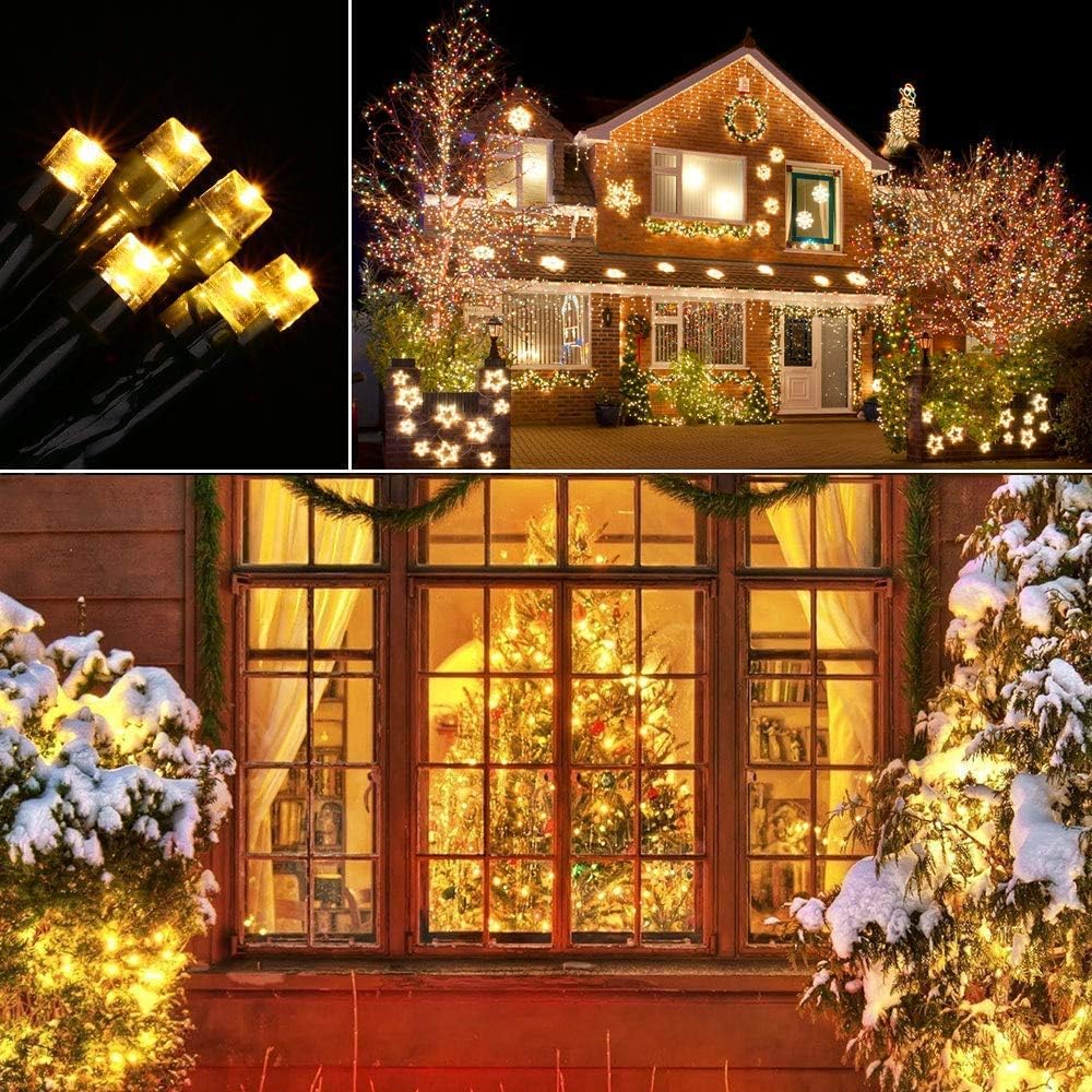 Detalle 2 de iShabao Solar Fairy Lights, 2-Pack, 66 ft, 200 Warm White LEDs, 8 Modes