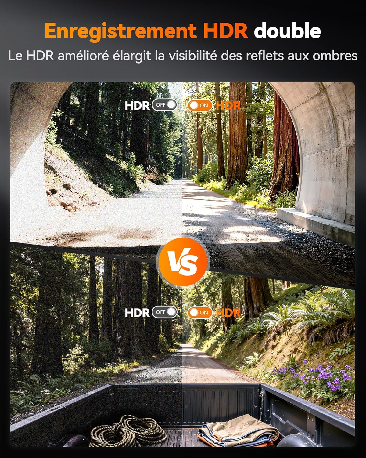 Thumbnail 4 de WOLFBOX Caméra embarquée X5 Duo 4K + 2,5K double voie avec anti-tremblement et GPS