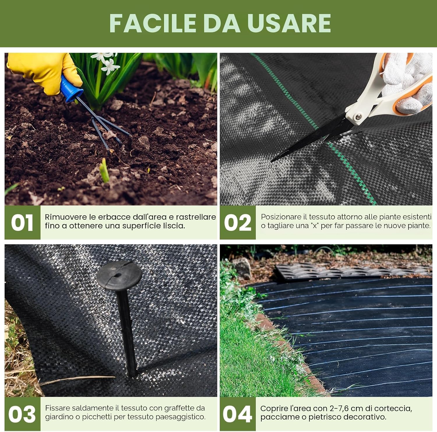 Detalle de Velway Telo Pacciamatura 1x10M - 100g/m², Telo Anti Erbacce PP Durevole e Permeabile