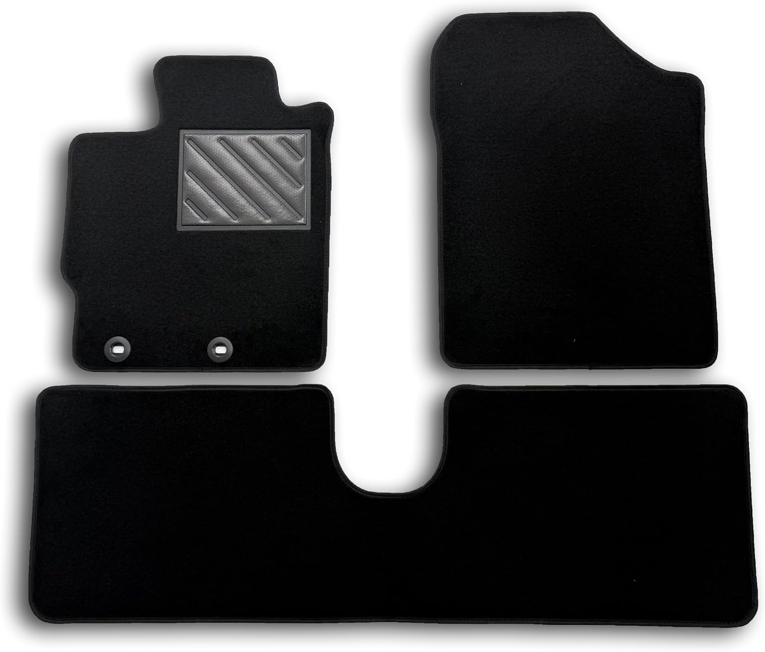 Detalle de Tappetini su misura per Toyota Yaris III Hybrid (2011-2020) con battitacco in gomma rinforzata e fissaggi a pulsante