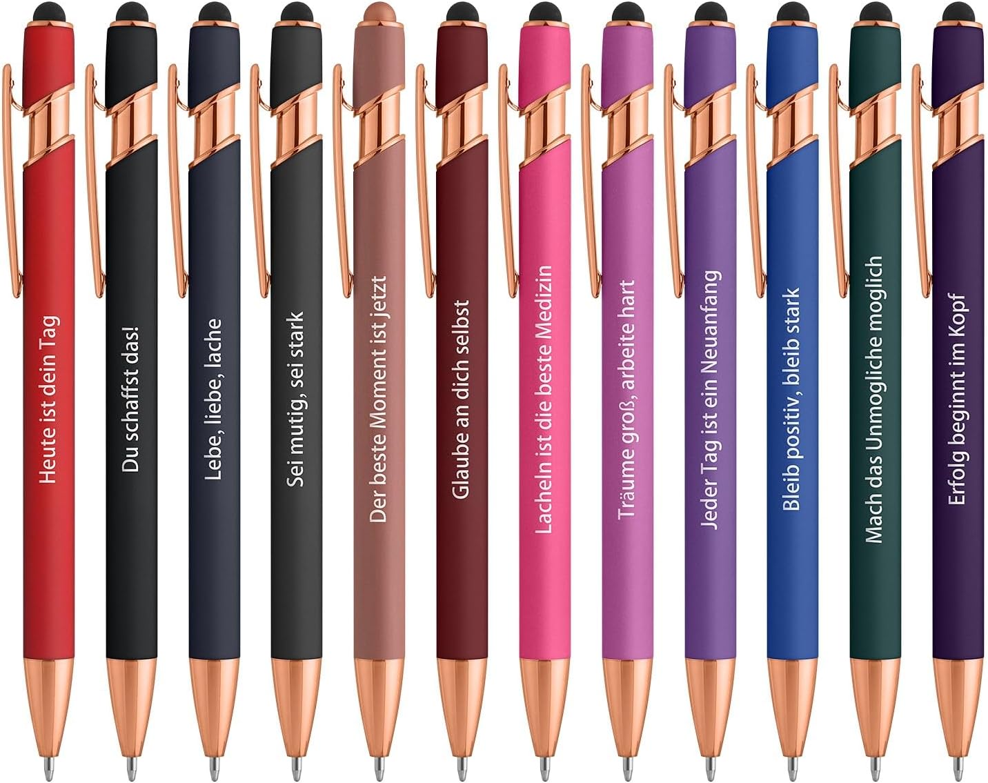 Detalle de kander 2-in-1 Kugelschreiber Set (12 Stück) mit Touchpen – 12 Farben, schwarze Tinte