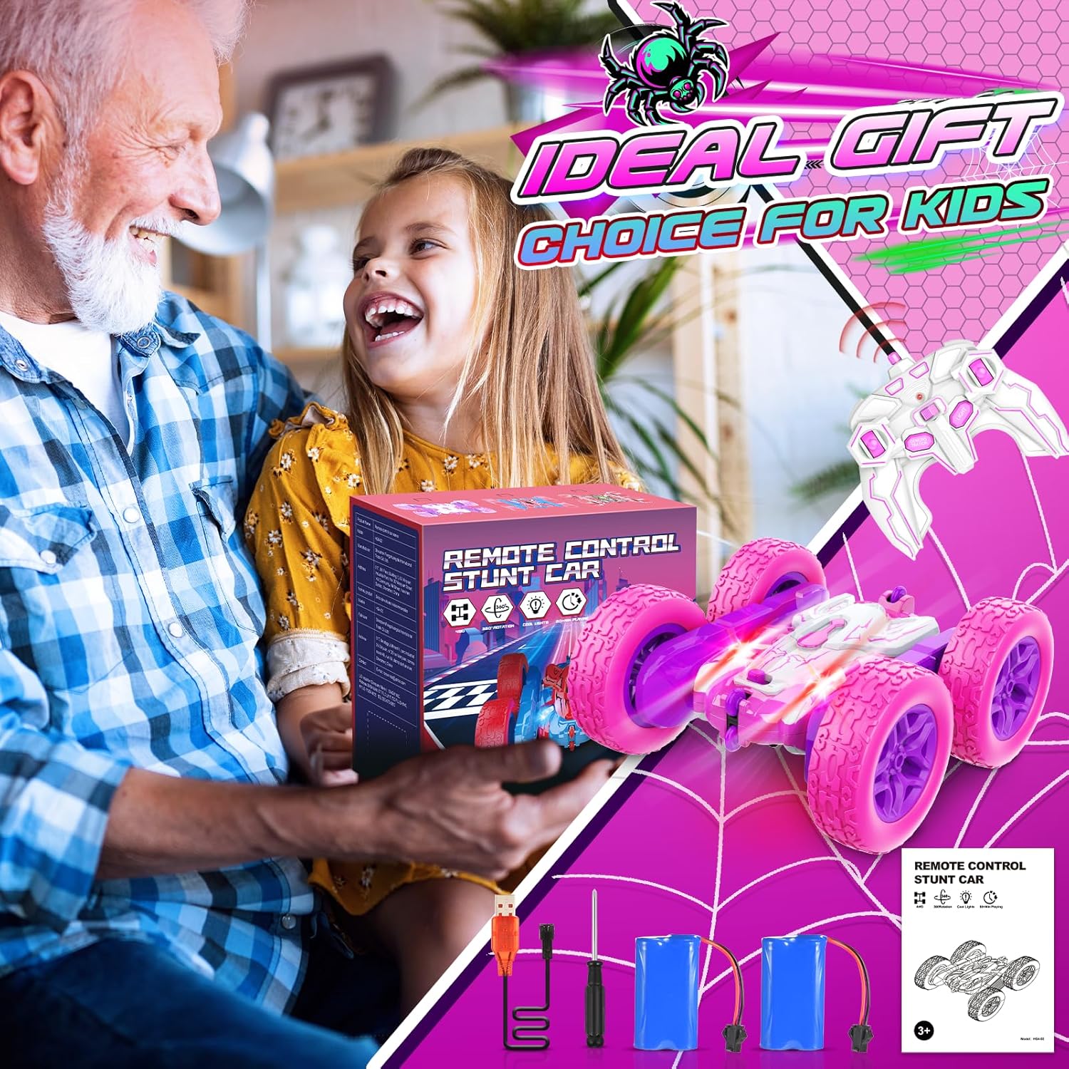 Thumbnail 6 de Auto Telecomando LED 2.4GHz 360° Flips RC Monster Truck – Gioco Esterno per Ragazze 3–12 anni