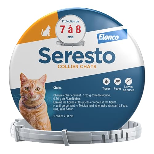 Imagen de Seresto Collier Chats Gris – Protection antiparasitaires longue durée (7–8 mois) contre puces et tiques en OfertitasTOP