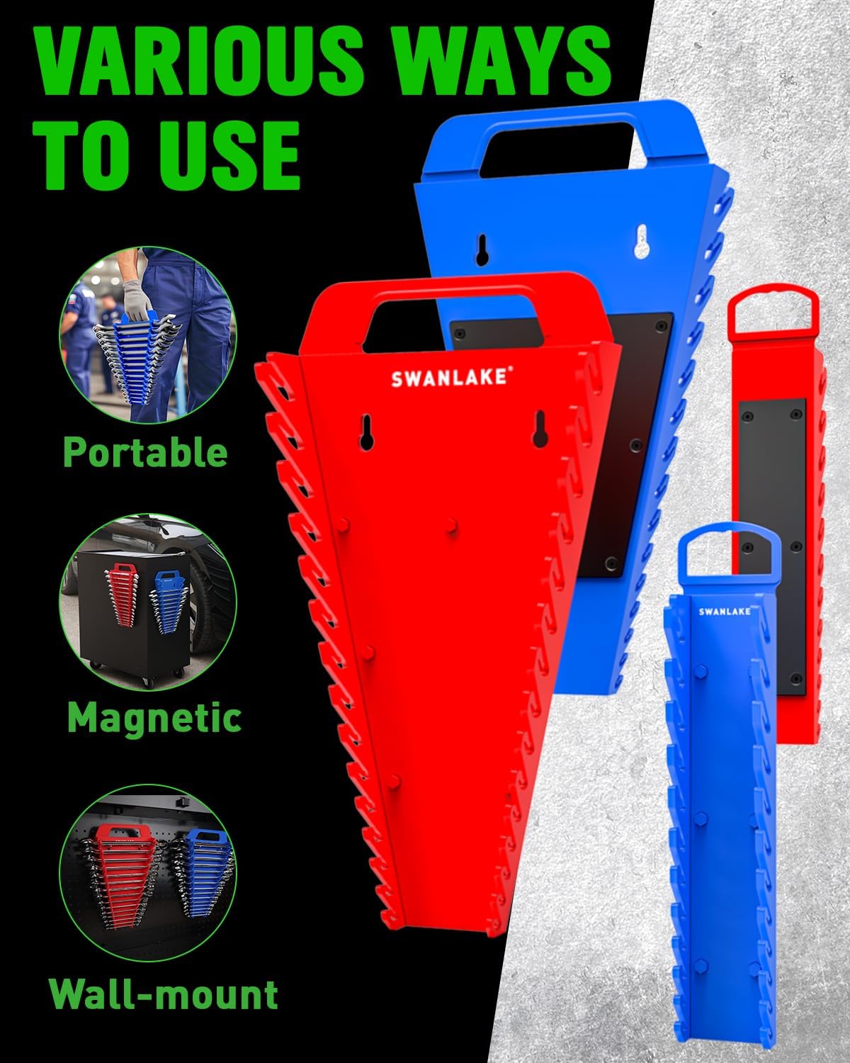 Thumbnail 5 de SWANLAKE SW-66161 Magnetic Wrench Organizer Set, 54 Slots, SAE & Metric