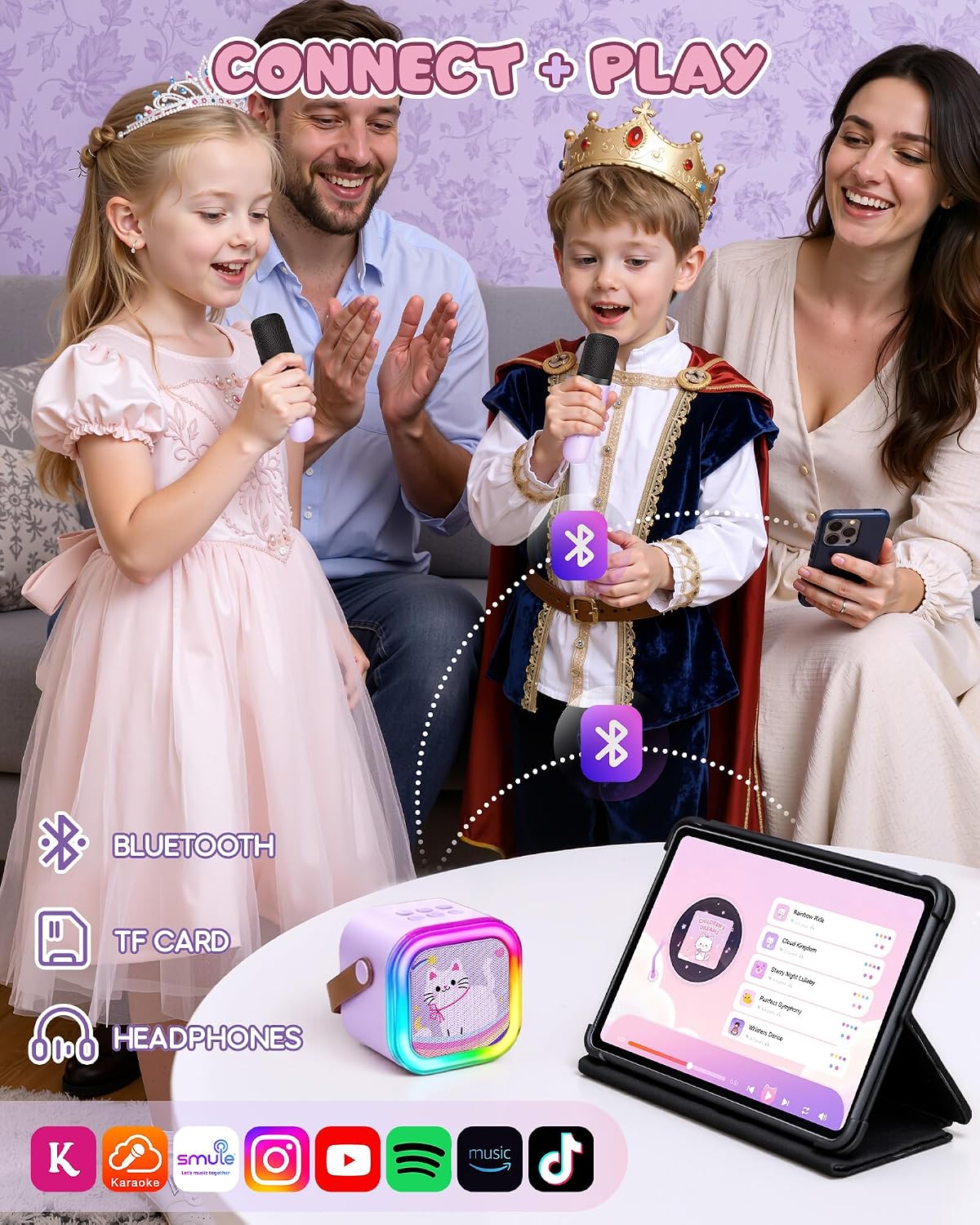 Detalle 2 de IROO X Karafun Mini Karaoke Machine for Kids (2025) with 2 Wireless Mics