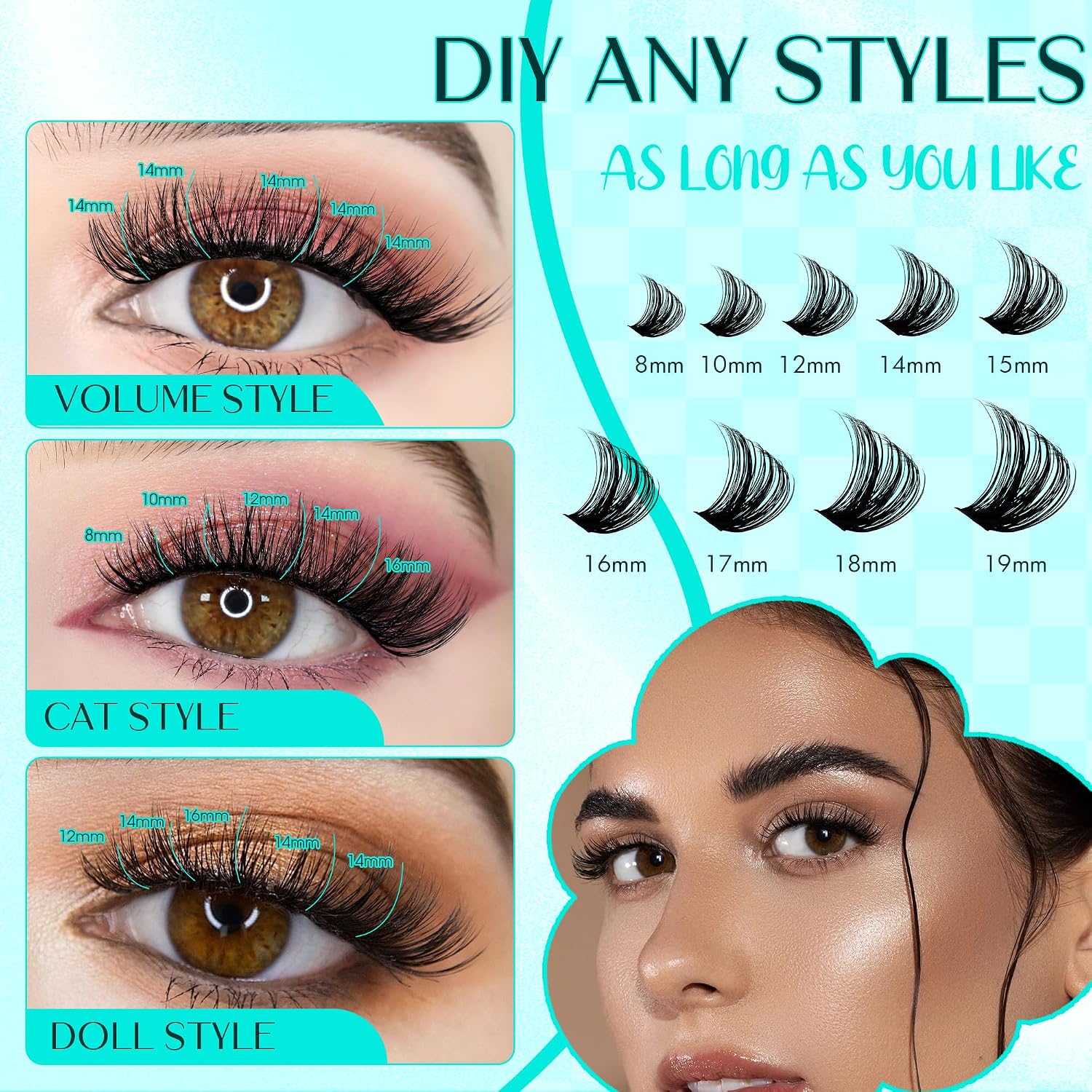 Detalle de GEMERRY Cluster Lashes wimperclusters 80D, D-krul, 0,07 mm, 10–18 mm