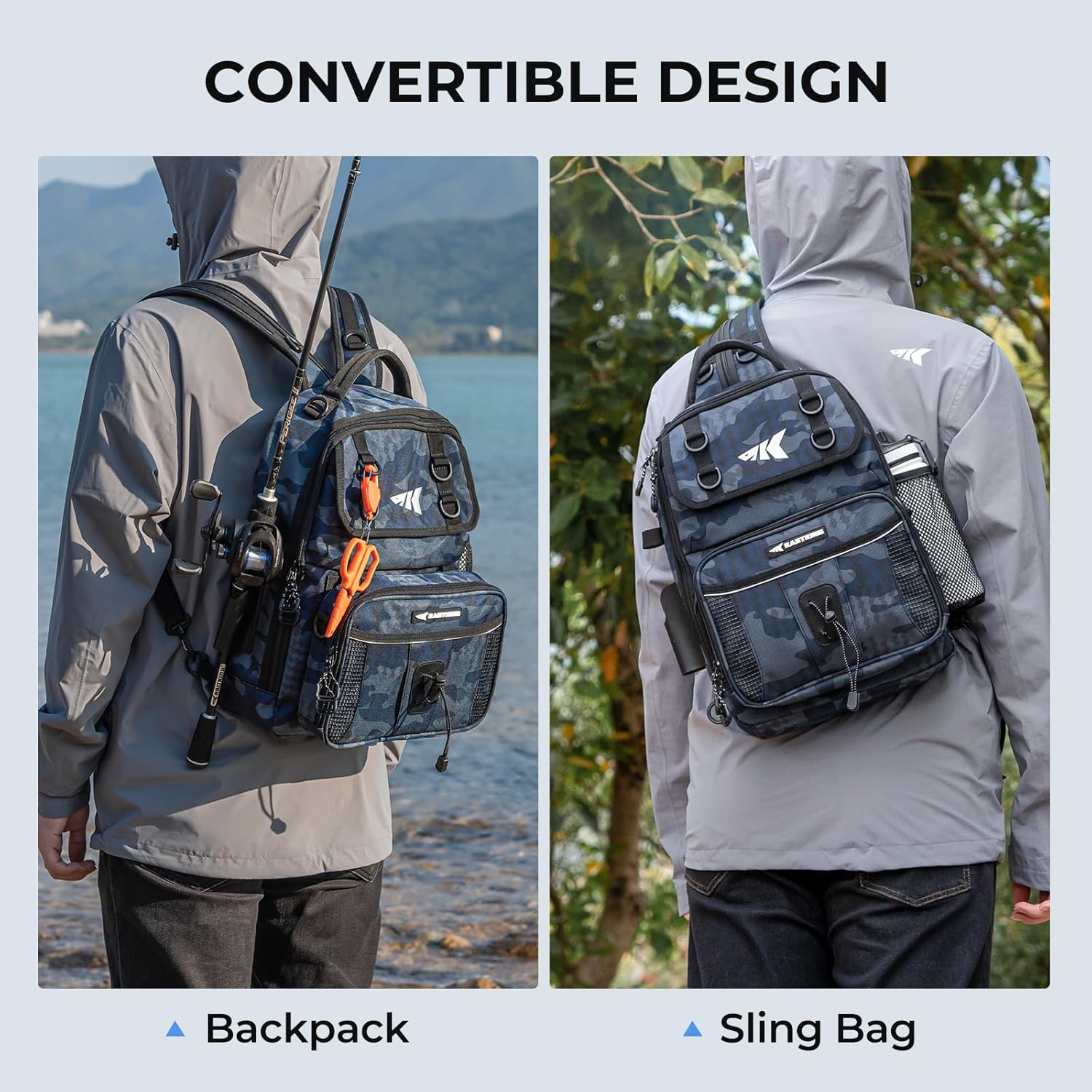 Detalle 2 de KastKing BaitSpace Fishing Sling Bag with Rod & Beverage Holder