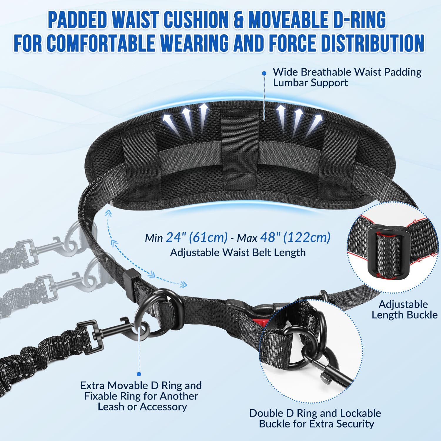 Thumbnail 3 de Eyein Hands Free Dog Lead - Anti Pull Double Dog Lead with Removable Pouch