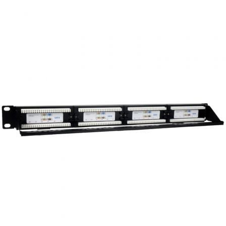 Detalle 2 de Patch Panel Phasak PU 2424 24P Cat.6 UTP 1U Dual Organizador Rack 19″ Aluminio Negro