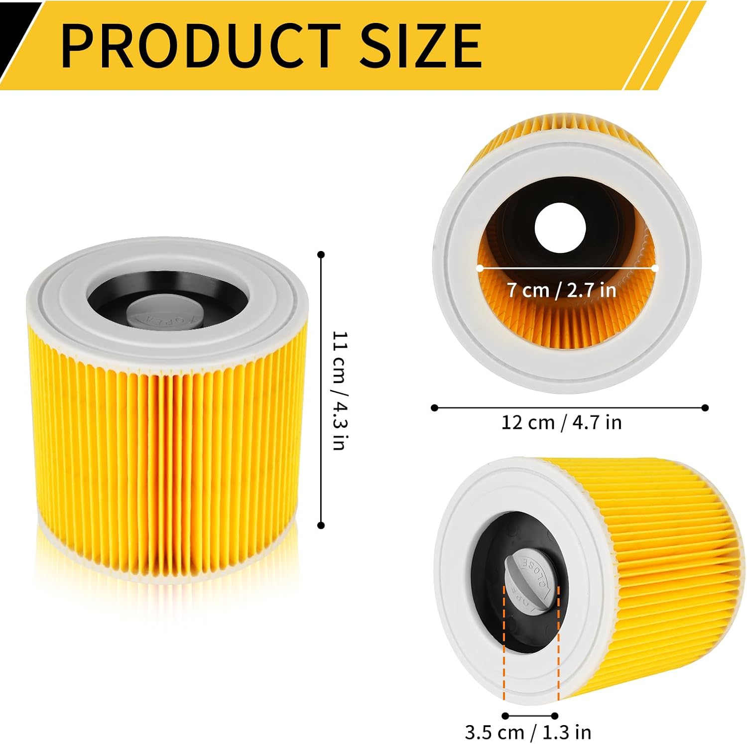 Detalle de Filtre à Cartouche compatible pour aspirateur Kärcher WD et SE