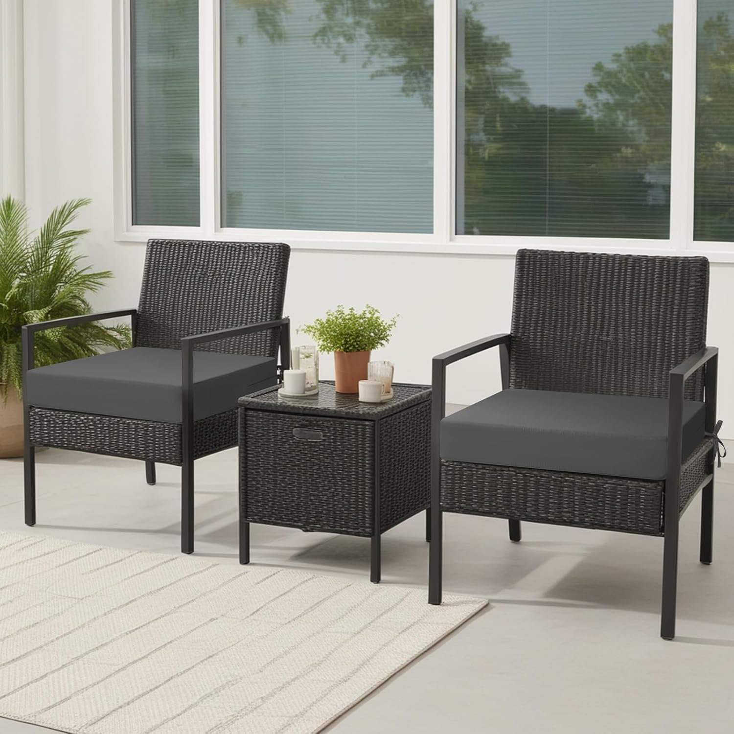 Thumbnail 5 de PRIMEPATIO Stuhlkissen 50x50 (2er Set) – wasserdichte Outdoor-Sitzkissen in Dunkelgrau