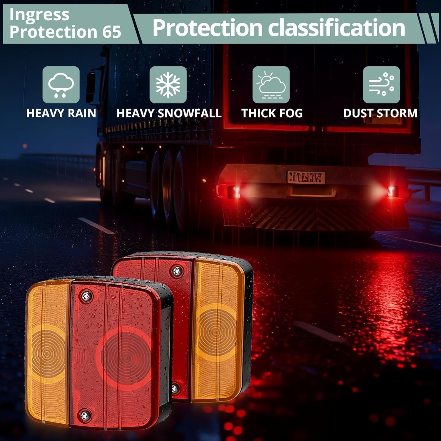 Thumbnail 3 de COLFULINE 2Pcs 12V Magnetic Trailer Tail Lights with 10m Cable and 7-Pin Plug