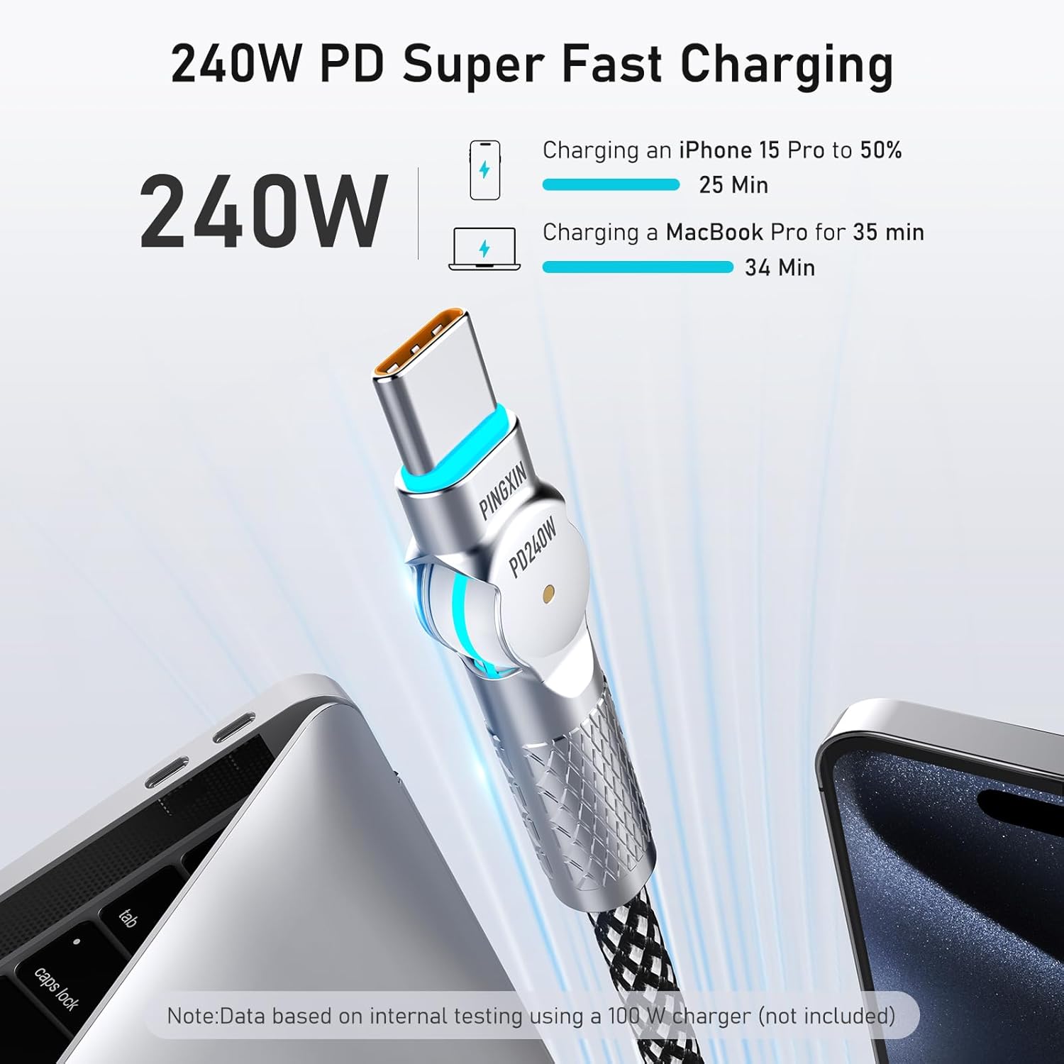 Detalle 2 de PINGXIN USB C to USB C Cable 10ft