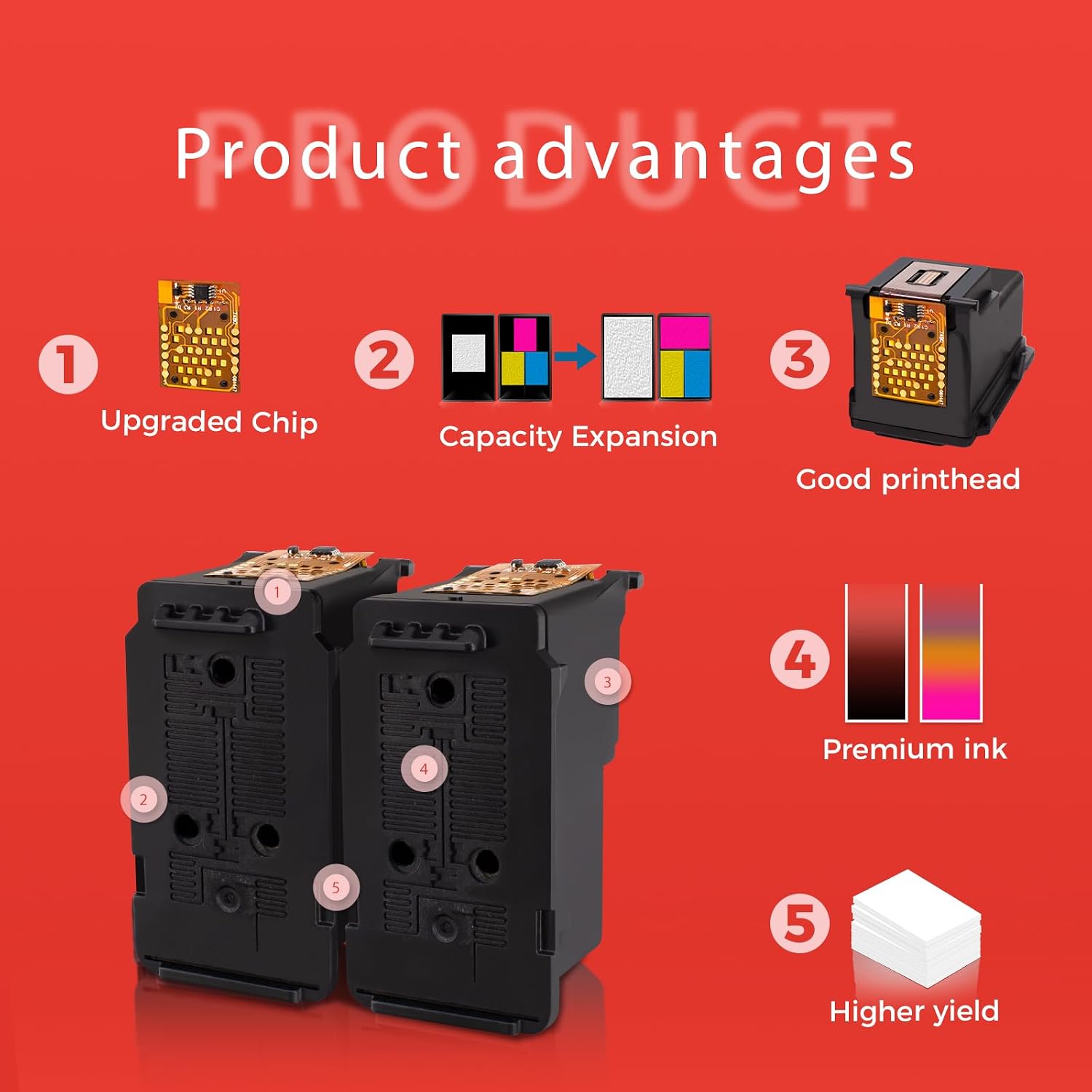 Detalle 1 de HOTCOLOR pg-275 Black Ink Cartridges, 2-Pack for Canon PIXMA TR/TS