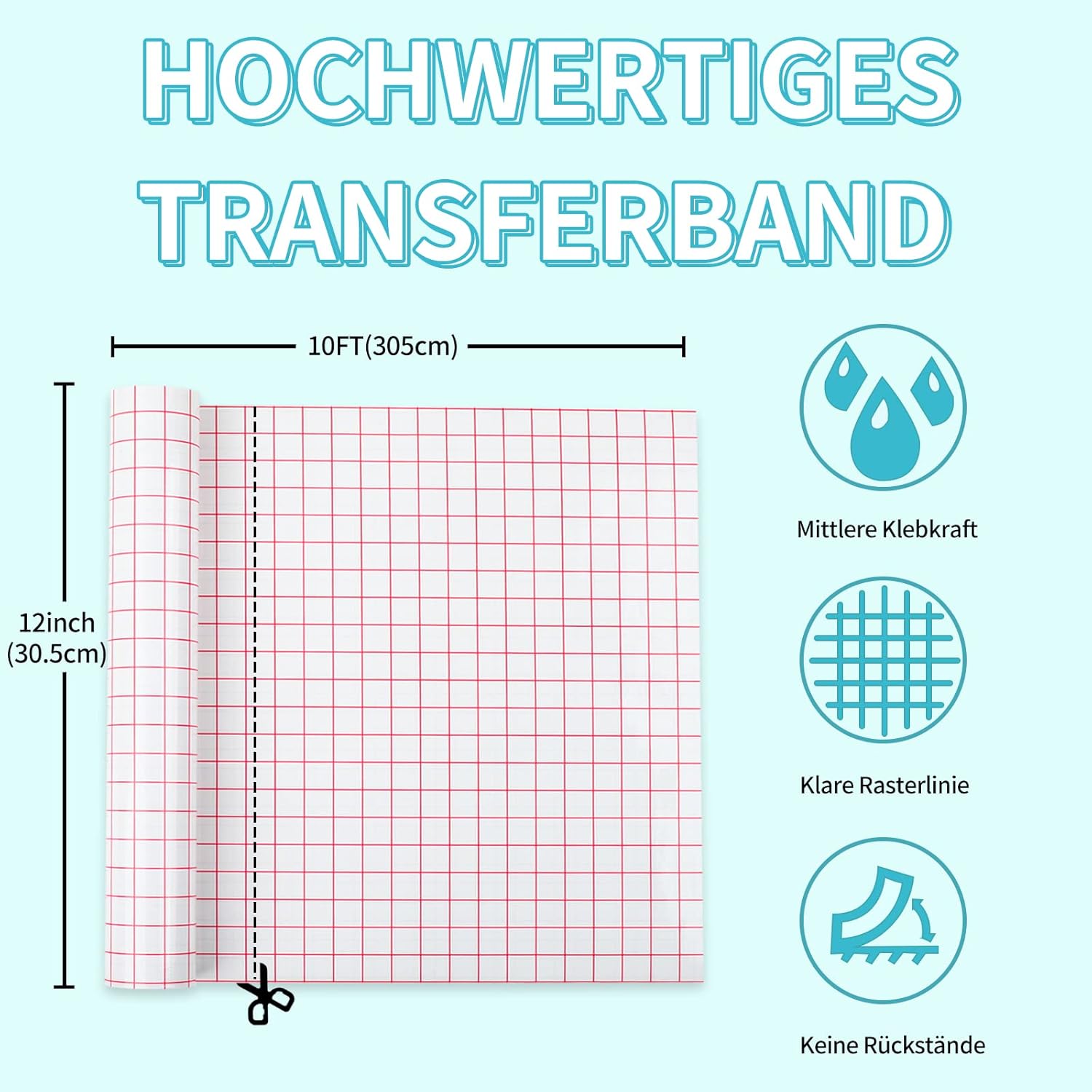 Detalle de Transferfolie Plotter für Vinyl 30,5 × 200 cm – Übertragungsfolie zum Verarbeiten von Cricut, Silhouette Cameo & Co.