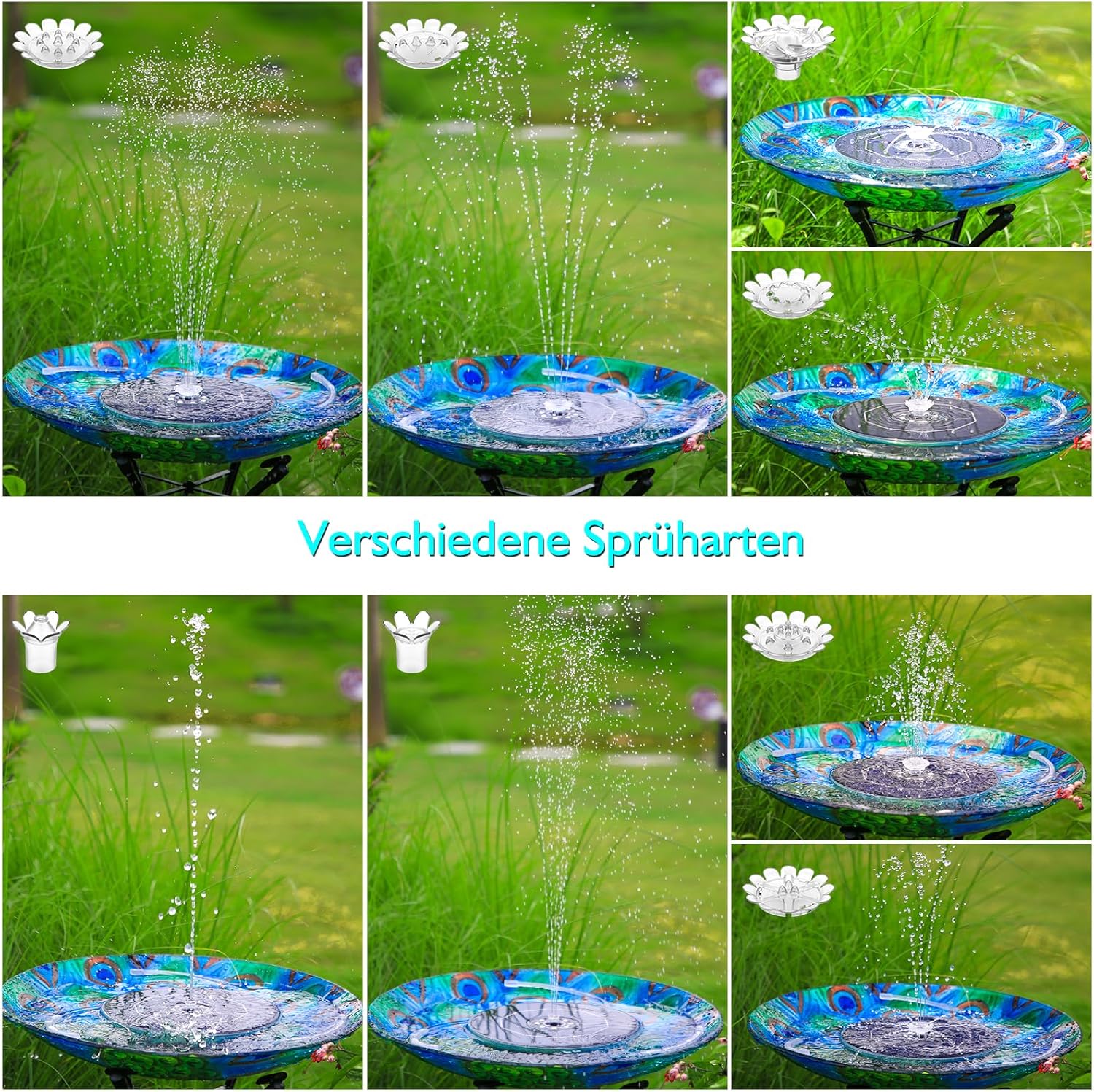 Thumbnail 6 de AISITIN 6,5W LED Solarbrunnen – Verstellbare Stützstange, 3000mAh Akku, buntes LED-Display für Vogelbad & Gartenteich