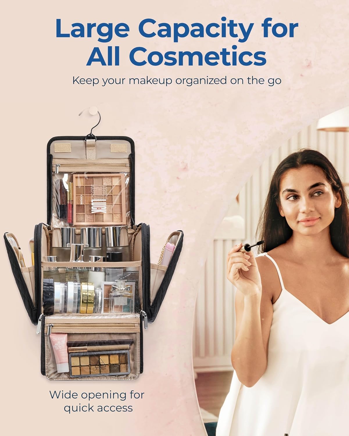 Detalle de BAGSMART Makeup Bag with Hanging Hook