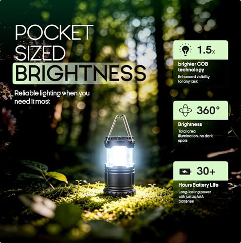 Detalle 2 de MalloMe Camping Lights LED Lantern: 360° COB Brightness in a Pocket-Sized, Battery-Powered Lantern