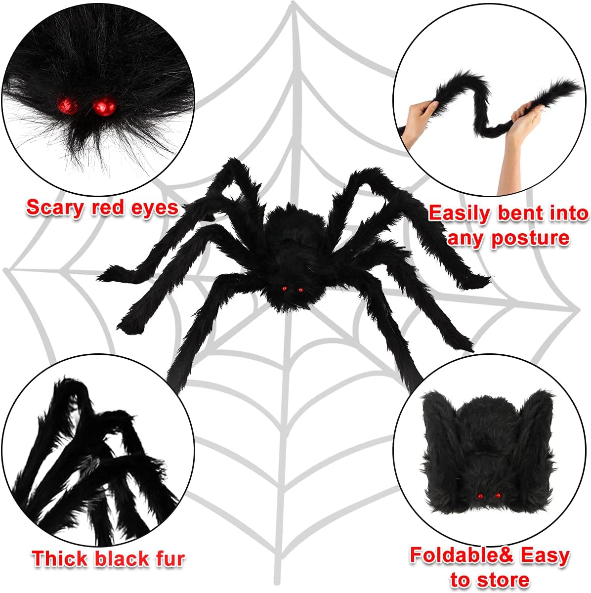Detalle 2 de Boogem Halloween Spider Decorations 6-Pack